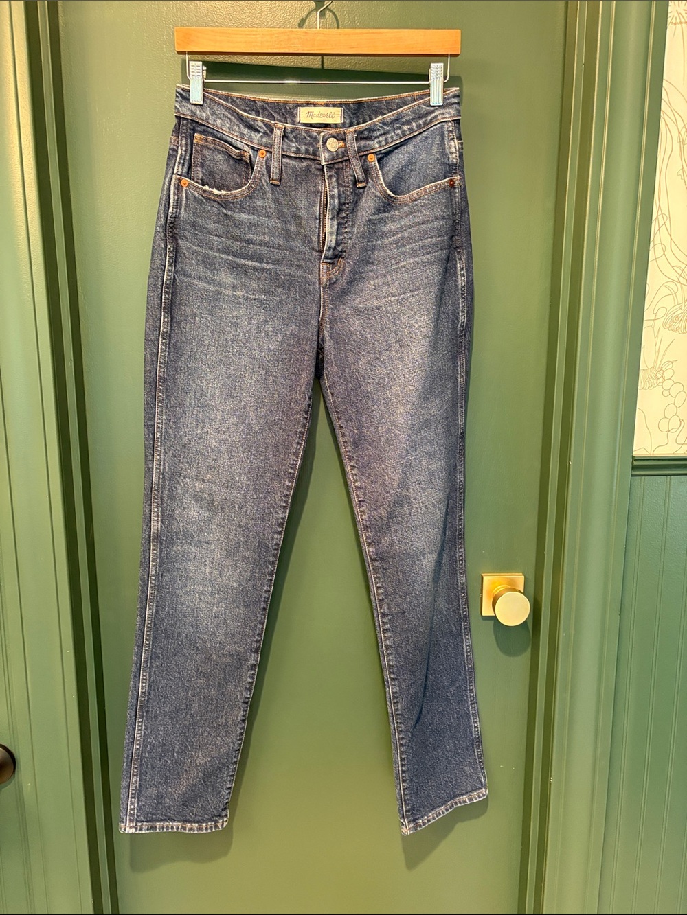 Classic High-Rise Blue Denim Madewell Jeans - Stovepipe Full Length
